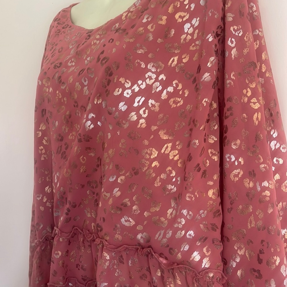 Arula Animal Print Metallic Rustic Orange Blouse X